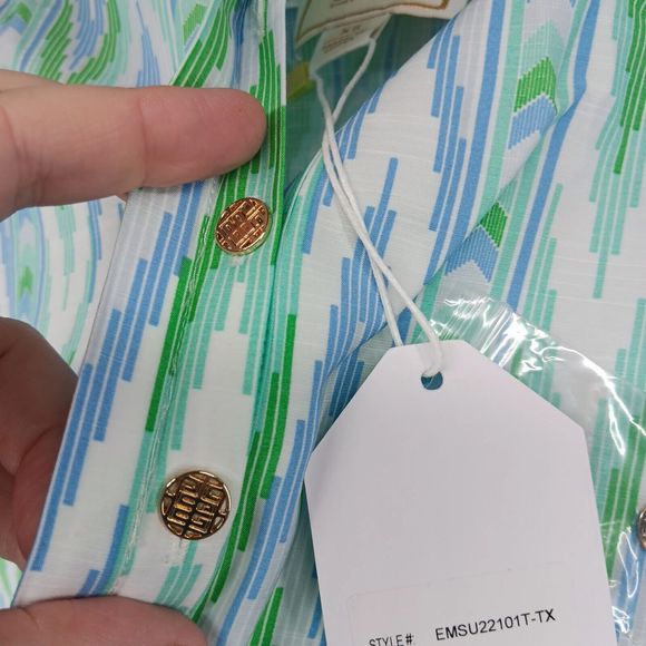 NWT/Bag Emily McCarthy Loli Top Blouse SZ XS Zig Zag Pattern Buttons $180 MSRP - Picture 8 of 14